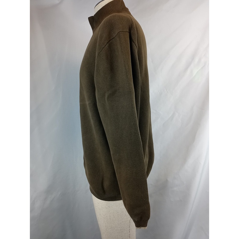 VTG Pendleton Sweater Men's Size Large 1/4 Zip Mock Neck Olive Green Sweater 90s - Picture 3 of 10